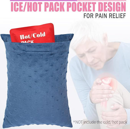 2 Pcs Soft Knee Pillow for Side Sleepers, Pressure Pillows Between Legs 11"x7" Small Knee Pillow Joints Cushion for Sleeping Hip and Back Pain, Minky Dot Denim Blue