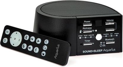 Adaptive Sound Technologies Sound + Sleep Aquarius Aquatic Noise Machine - White Noise Machine - Non-Looping Water Sounds for Sleep & Relaxation - with Timer & Headphone Jack - Black