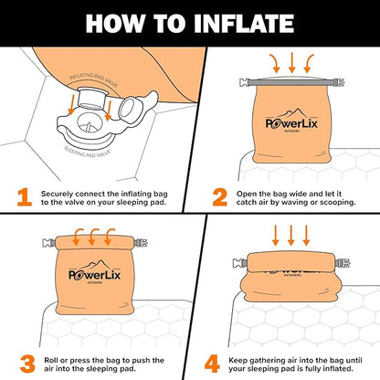 POWERLIX Ultralight Inflatable Camping Sleeping Pad - Camping Mattress for Backpacking, Hiking, Compact Lightweight Sleeping Mat for Camping, Inflation Bag/Repair Kit Included