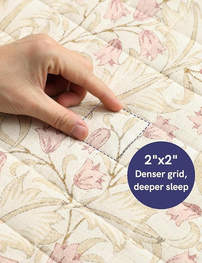 YnM 10lbs Weighted Blanket for Adults, Linen Heavy Bed Throw Blanket with Cooling Glass Beads for All Season Use, Ideal for ~90lbs (48x72 Inches, Twin/Full, Campanula)