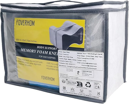 foverhom Memory Foam Knee Pillow,Orthopedic Leg Pillow for Sciatica Relief,Back Pain, Pregnancy, Leg Pain, Hip Pain and Sciatica Relief, Grey