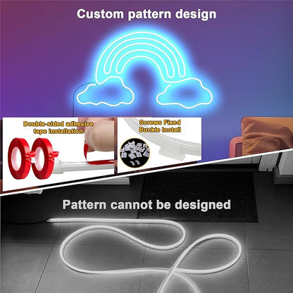 Cozylady 100Ft (50Ft * 2 Rolls) RGB LED Neon Rope Lights for Bedroom, 30m LED Strip Lamp with Double Sided Adhesive Tape, App/Remote Control DIY Lights Decorate The Outdoor and Indoor of Your Home