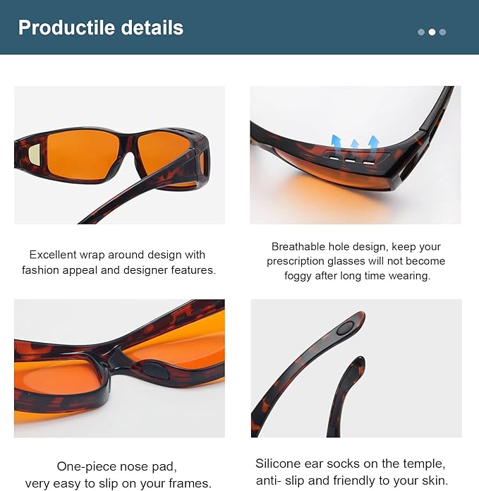 BLUELESS Fitover Glasses for Computer Blue Blocking with Orange Tinted Sleep Glasses, Tortoise