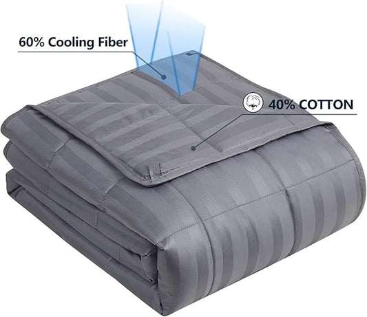 Weighted Blanket Queen/King Size (80"x87" 20lbs),Ultra Soft and Cozy Cooling Weighted Blanket for Adult,Heavy Blanket with Machine Washable Soft Blanket, Stripe Grey