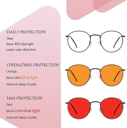 Sleep Blue Light Blocking Glasses for Men and Women, Computer Gaming Glasses Anti Eyestrain & UV Glare