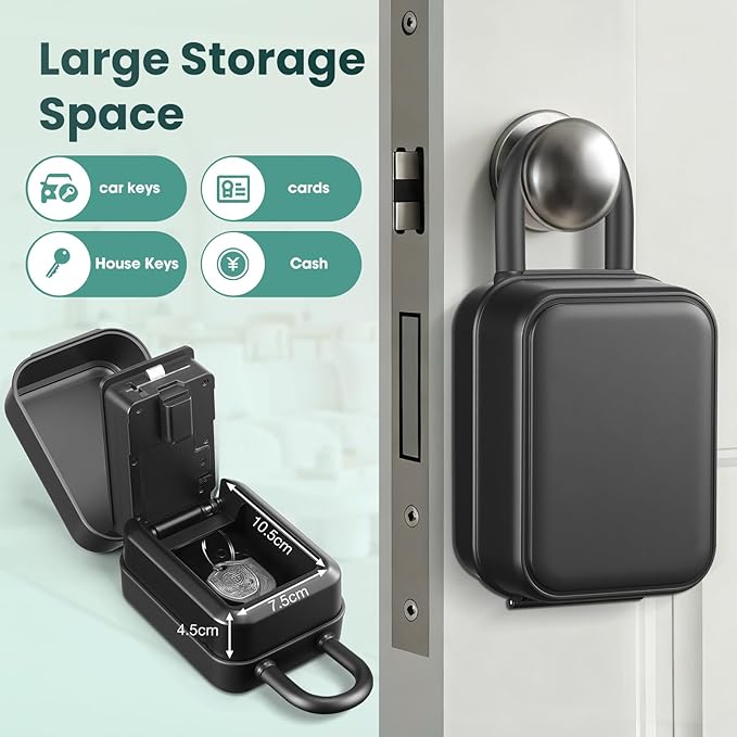 Smart Key Lock Box Electronic Bluetooth Lock Box with APP Control & PIN Code Types,Share eKey Lock Box for Airbnb Realtor House Office with Removable Shackle