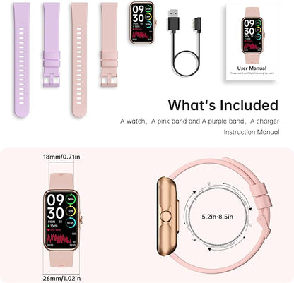 Health Fitness Tracker, Smart Watch with 24/7 Heart Rate and Blood Oxygen Monitor, Sleep Tracker with IP68 Waterproof, Activity Tracker Pedometer Step Counter for Women Men