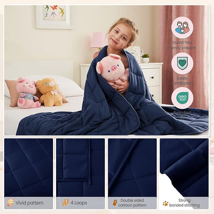 HOSUKKO Weighted Blanket - 10 lbs Navy Blue Heavy Blanket - Breathable Blanket(50 * 60 inches, 10 lbs)