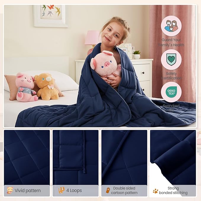 HOSUKKO Weighted Blanket - 5 lbs Navy Blue Heavy Blanket - Breathable Blanket(36 * 48 inches, 5 lbs)