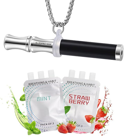 Breathe Free Necklace, Natural Stone Breathing Necklace for Stress Relief, Mindfulness and Relaxation, Anxiety Necklace Mindful Breathefree Calm Tool with Plant Cores, Portable Wellness Gift for Adult