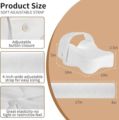 Pregnancy Knee Pillow for Side Sleepers with Strap, Memory Foam Leg Pillow for Sciatica Pain Relief, Hip & Back Support, Alignment Cushion for Pregnant Women, Post Surgery Leg Elevation (White)