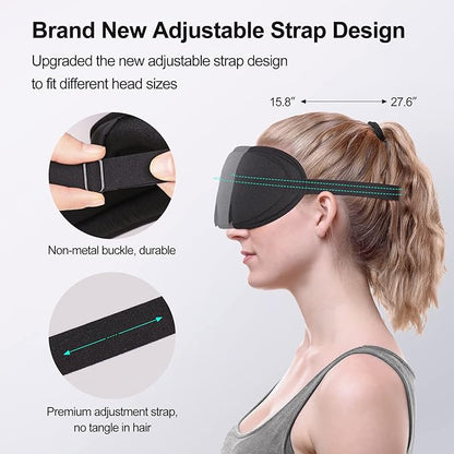 Eye Mask for Sleeping, 3D Contoured Cup Sleep Mask for Men Women, Soft Breathable Blackout Blindfold, Travel Eye Cover, Night Sleeping Mask with Adjustable Buckle for Side Sleeper (Black, 1 Pack)