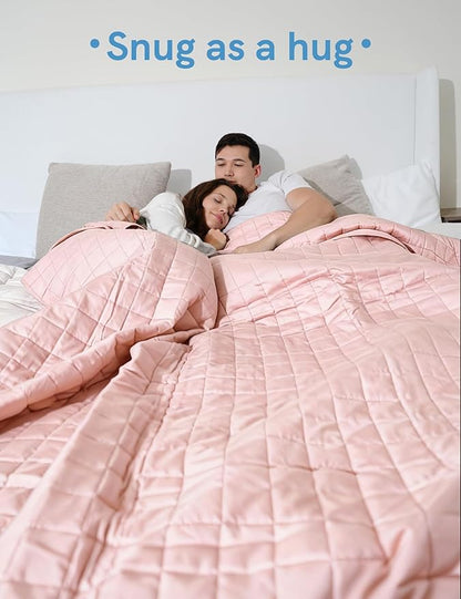 YnM King Size Cooling Weighted Blanket for Adults (88x104 Inches, 20 Pounds, Pink Rose), Perfect for Hot Sleepers with Cooling Rayon/Glass Beads, Heavy Bed Blanket for Couple on Queen or King Bed
