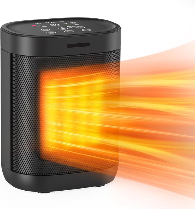 1500W Space Heater for Indoor Use, 2S Fast Heating, Electric Ceramic Heater with Thermostat, 24H Timer, Overheat & Tip-over Protection, for Office Bedroom Use