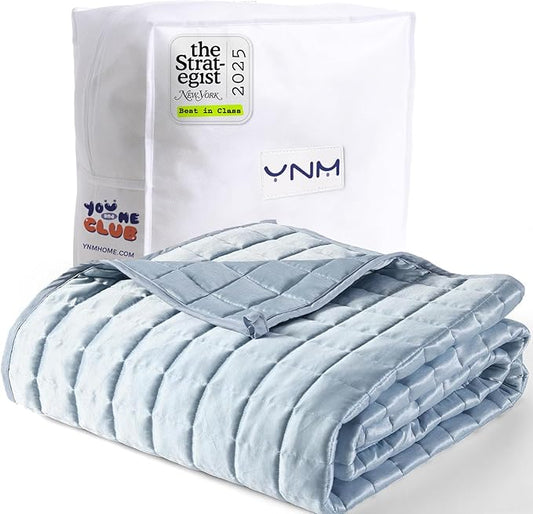 YnM Cooling Weighted Blanket for Adults, 12lbs Heavy Bed Throw Comforter with 100% PE Fabric, Ideal for Hot Sleepers or Summer Days(48x72 Inches for Twin/Full Bed, 12 Pounds, Blue)