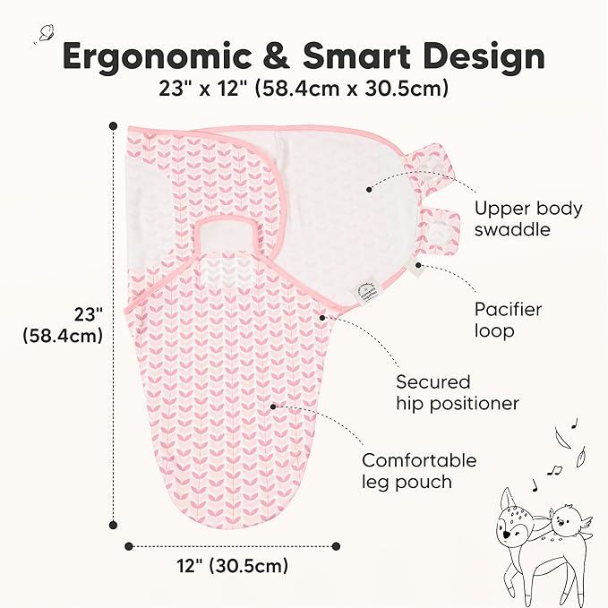 3-Pack Organic Baby Swaddle Sleep Sacks - Swaddles for Newborns, Infant 0-3 Months, Baby Girls, Boys, Soft & Snug Newborn Sleep Sack, Nursery Swaddling Blankets (Blossom, OS)