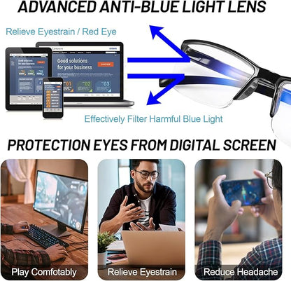 4 Pack Blue Light Blocking Reading Glasses 2.0 Women Men Glare UV Filter Bloker Readers 1.0 1.25 1.5 1.75 2.0 2.25 2.5 2.75 3.0 3.5 4.0 Black, 2.00
