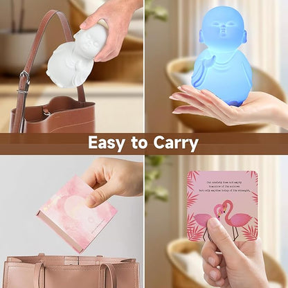 Mindfulness Tool Set with Guided Visual Meditation Breathing Lamp and 48 Positive Affirmation Cards, 3 in 1 Device with Night Light & Noise Machine, Self-Care Gift for Anxiety Relief and Relaxation