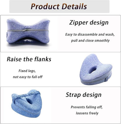 Alignment Pillow for Side Sleepers - 2025 Upgraded Knee Pillow for Hip Pain Relief, Sciatica, Leg Comfort w/Machine Washable Cover & Memory Foam (Mesh Blue)