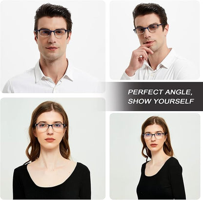 EYEURL 2 Pack Reading Glasses for Women Men, Blue Light Blocking Lightweight TR90 Readers Filter Glare/UV Rays/Eyestrain, 0.50