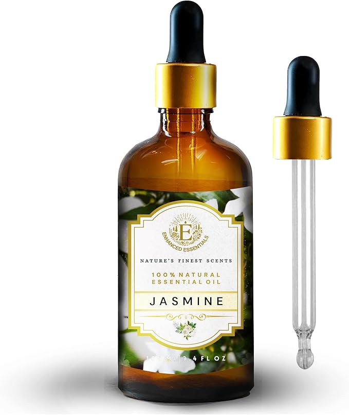 Luxurious Jasmine Essential Oil | Slow Distilled & Exotic| for Home,Diffusers,Skin & Hair Care,Aromatherapy,Bath,Perfume,Soap & Candle Making|with Glass Dropper| 3.38 fl oz (100 ml)