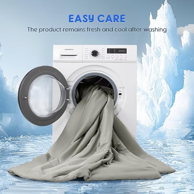 Rwlvpe Cooling Comforter King Size, 100% Rayon Derived from Bamboo Shell, Cooling Blanket for Hot Sleepers, Q-Max>0.48 Breathable Bamboo Fill Duvet Insert (106"x90", Grey)