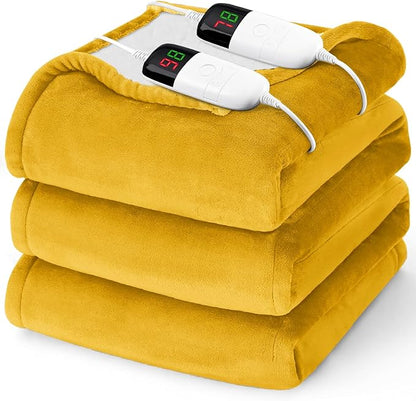 Heated Electric Blanket Queen Size - 84" x 90" Heating Blanket with Dual Control, 10 Heating Levels & 8 Hours Auto Off, Soft Warm Flannel Blanket, Christmas Birthday Gifts for Senior Grandma