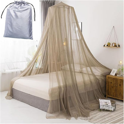 Faraday Fabric Radiation Shielding Bed Canopy Circle EMF Protection Block 5G Radiation Shielding Sleep Queen Size (Color : Brown, Size : Large)