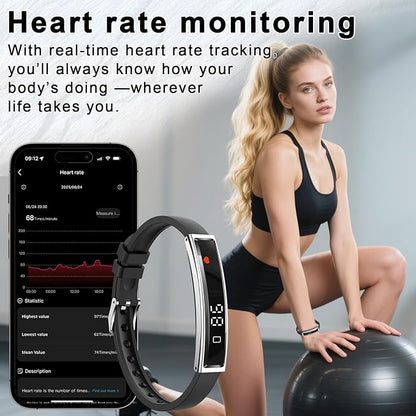 Efolen Smart Bracelet for Women,Ultralight Fitness Tracker Smart Wristband with Heart Rate/Blood Oxygen/Sleep Monitor/Pedometer,Slim Smartwatch for Android iPhone,Activity Tracker,2 Band,Silver
