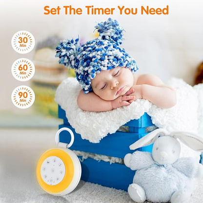 Portable White Noise Sound Machine for Baby, Kids, Adults Sleep - 24 Soothing Natural Sounds, 7 Color Night Light, Portable Wireless Bluetooth Speaker for Home, Travel, Nursery, Office