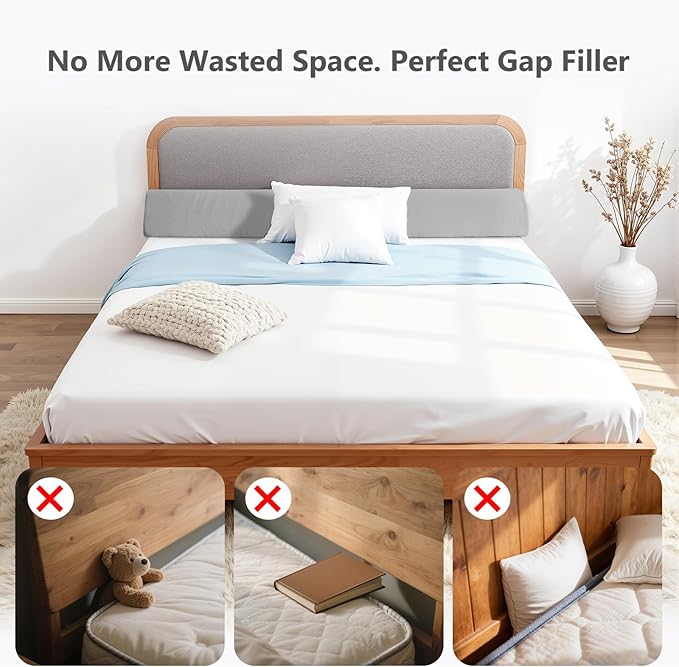 DUMOS Bed Wedge Pillow for Headboard & Mattress Gaps, 39-inch Long - Supportive Wedge Pillow with Side Pockets, Bed Wedge for Back Pain Relief, Reading & Sleeping, Removable Washable Cover