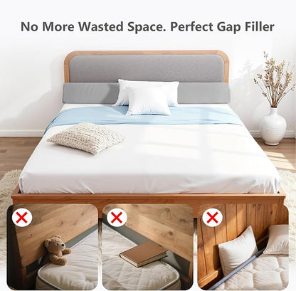 DUMOS Bed Wedge Pillow for Headboard & Mattress Gaps, 76-inch Long - Supportive Wedge Pillow with Side Pockets, Bed Wedge for Back Pain Relief, Reading & Sleeping, Removable Washable Cover