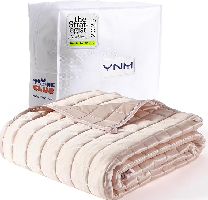 YnM Cooling Weighted Blanket for Adults, 15lbs Heavy Bed Throw Comforter with 100% PE Fabric, Ideal for Hot Sleepers or Summer Days(60x80 Inches for Queen/King Bed, 15 Pounds, Pink)