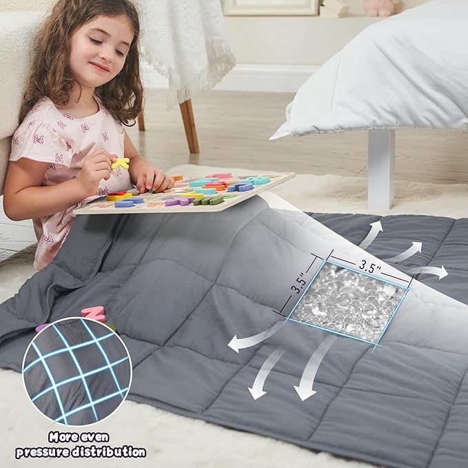 Weighted Blanket Kids 5lbs, 36"x48", Cooling Heavy Throw Blanket for 40-60lbs, Microfiber Soft Thick Big Blankets Weighted Comforter Breathable Gift for Sleeping, Grey