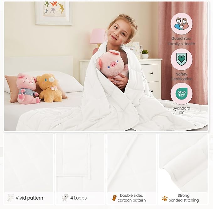HOSUKKO Weighted Blanket - 3 lbs White Heavy Blanket - Breathable Blanket(36 * 48 inches, 3 lbs)