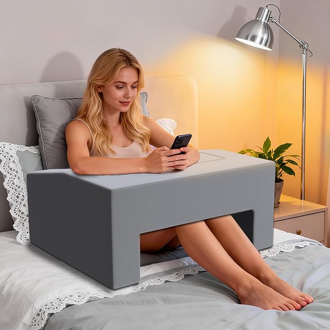 Lap Desk Pillow with Removable Cover Adjustable Angle Gaming & Machine Washable Reading Pillow for Adults Multipurpose Laptop Bed Tray with Arms for Working
