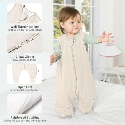 Rayon Made from Bamboo Toddler Sleep Sack with Feet 12-24 Months 1.0 Tog Breathable Sleep Sack 1t-2t Ultra Soft Baby Wearable Blanket with Legs Unisex Sleeping Bag with 2-Way Zipper
