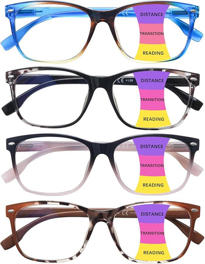 CLASAGA Progressive Multifocus Reading Glasses for Women, Pattern Print Blue Light Block Stylish Ladies Computer Readers
