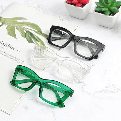 REAVEE Oprah Style Reading Glasses for Women, Blue Light Blocking Stylish Oversized Computer Readers Spring Hinge