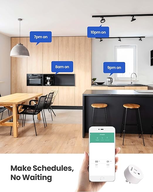 Smart Plug Switch, 2.4G WiFi Outlet, Compatible with Alexa, Google Home, Smart Life & IFTTT APP, Voice Control & Timer, Buckle Design & Removable, No Hub Needed, Programmable(2 Pack)