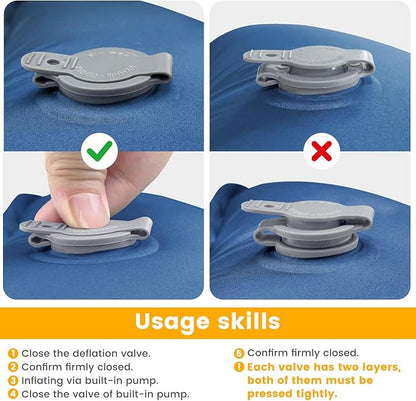 Sleeping Pad, Compact Sleeping Pad for Camping with Pillow Built-in Foot Pump, Inflatable Sleeping Mat for Travel Backpacking Hiking Sleeping Bag Tent, Outdoor Adventure Camp Gear