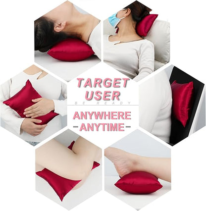 Silky Satin Soft Knee Pillow for Side Sleepers, Pressure Pillows Between Legs 11"x7" Small Knee Pillow Joints Cushion for Sleeping Hip and Back Pain, Burgundy 2 Pcs