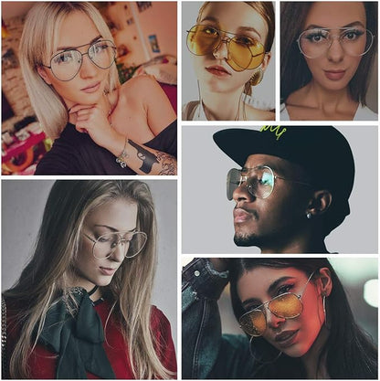 Cyxus Davos French Ma-con Style Aviator Glasses Blue Light Blocking Eyeglasses for Computer UV Protection Anti Eyestrain 8805