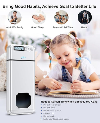 ySky Metal Phone Lock Box with Timer,Portable Timed Phone Lock Box for iPhone and Android Phones, Self-Control Timer Phone Locker to Help Kids,Students, Adults Focus Back, Phone Jail Box