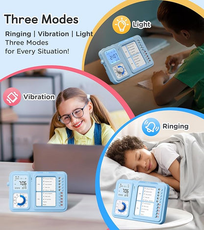 3-in-1 Visual Timer & ADHD Tool for Kids|Adults, Task Timer with Chore Chart Board, Visual Schedule for Kids with Autism, Daily Checklist for Home, School, Classroom, Desk (Blue)
