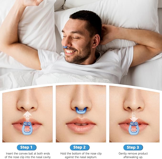 Anti Snoring Device-Magnetic Anti Snore Nose Clip,Silicone Stop Snoring Solution,Reusable Sleep Aid,Snore Stopper,Nasal Snore Clip for Better Sleep (Blue+White)