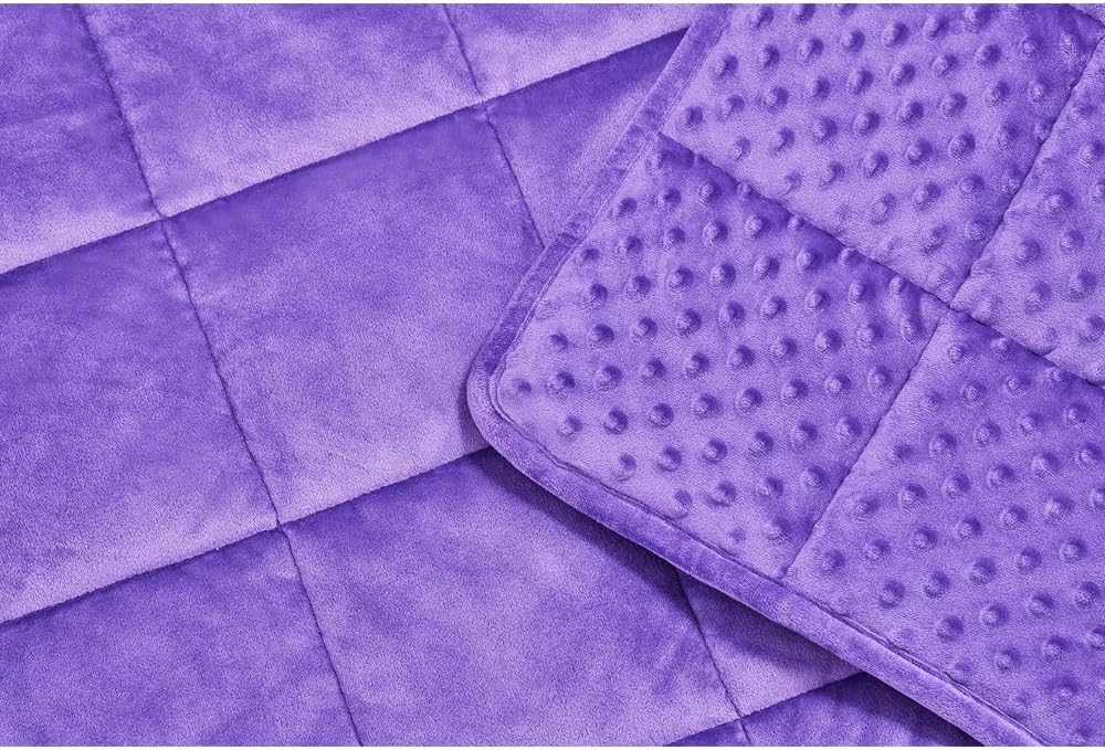 TONGDADA Minky Weighted Blanket | 40''x60'',7lbs | Cozy and Soft Minky Weighted Throw Blanket | Luxury Velvet with Premium Glass Beads | Violet Minky