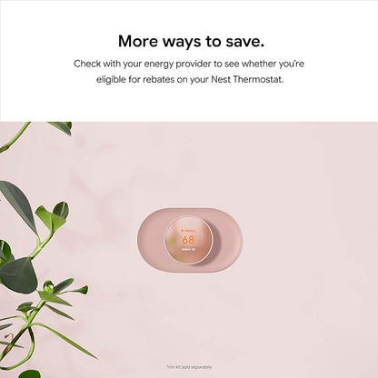 Google Nest Thermostat - Smart Thermostat for Home - Programmable Wifi Thermostat - Fog