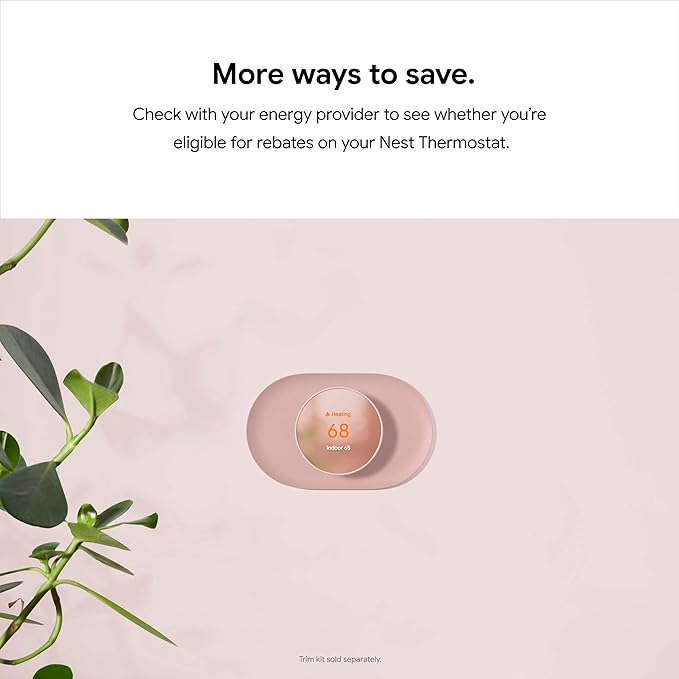 Google Nest Smart Thermostat for Home, Programmable WiFi Thermostat - Fog (Renewed)