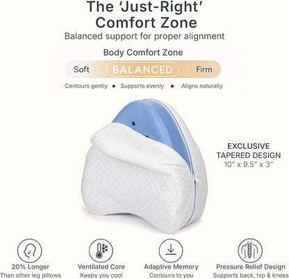 Contour Legacy Leg & Knee Foam Support Pillow for Side Sleepers Soothing Relief for Back, Hips, Knees, Joints, Nerves & Muscles